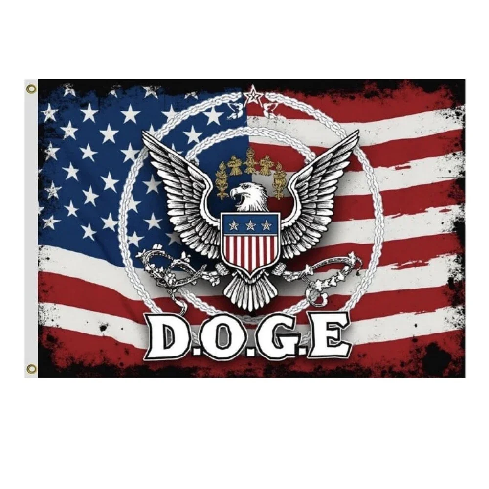 DOGE D.O.G.E. Department of Government Efficiency Flag. Outdoor Trippy Flag